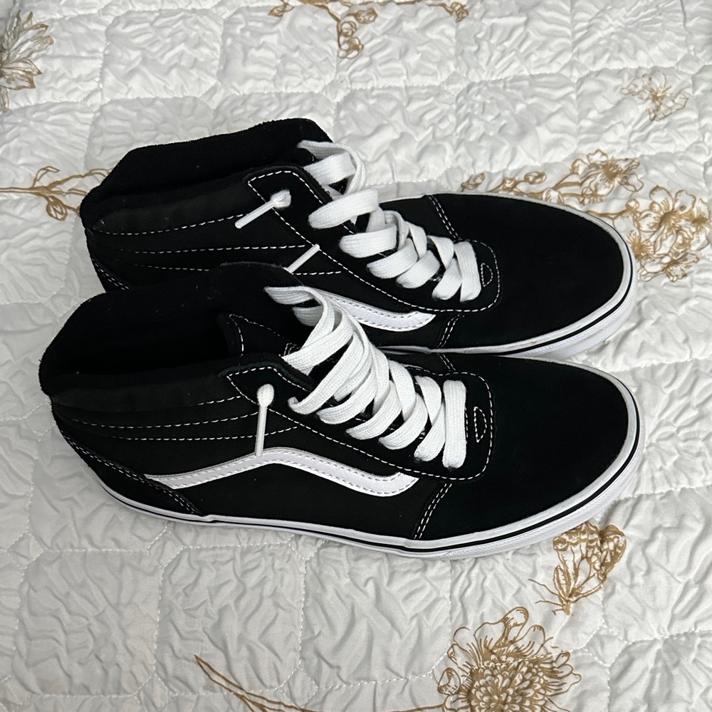 Vans Black & White Mid-Top Skate Sneakers